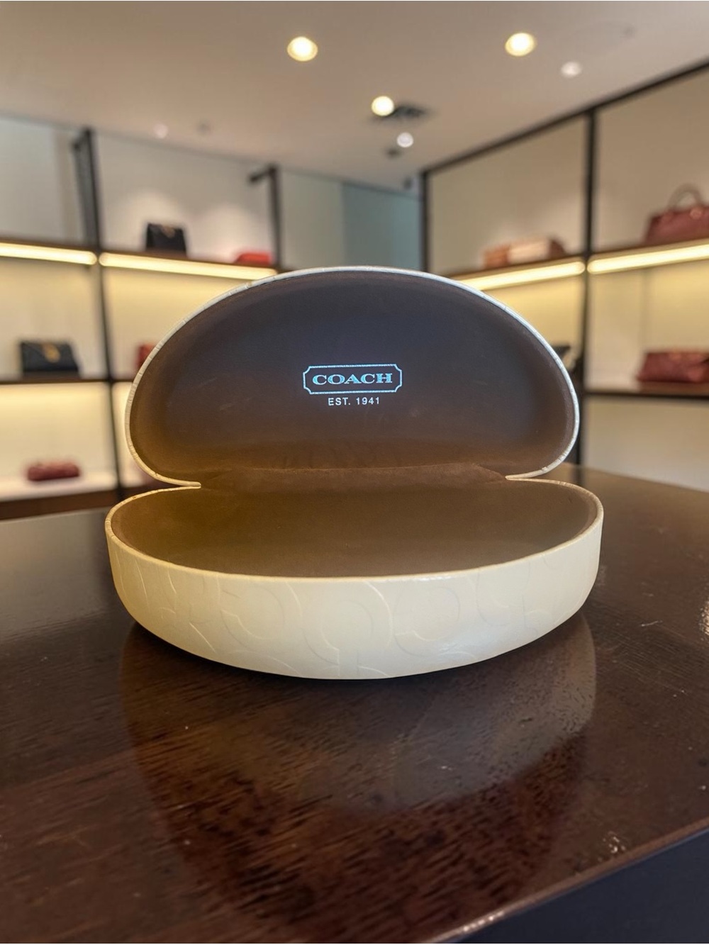 Coach Cream Embossed Signature Hardshell Sunglasses Case (GUC)